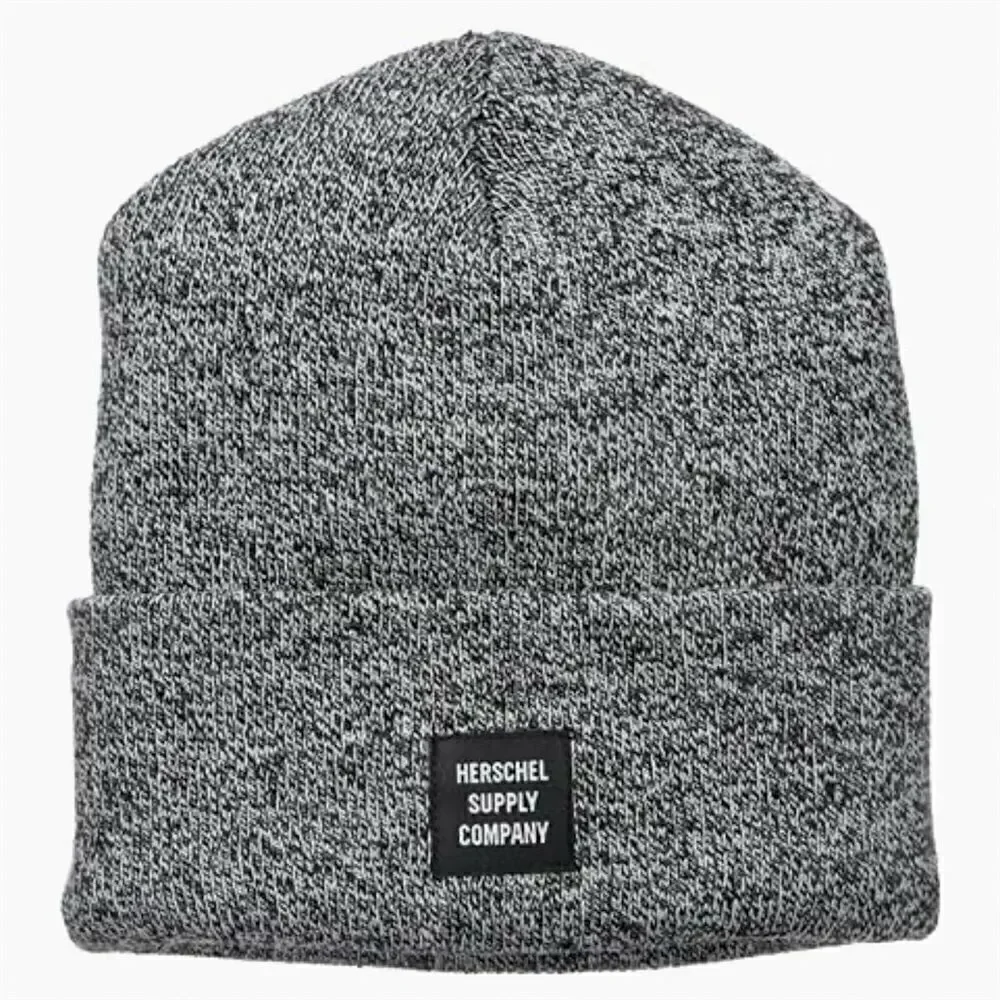 Herschel Abbott Knit Beanie Hat Unisex Cuffed Logo Patch Black One Size